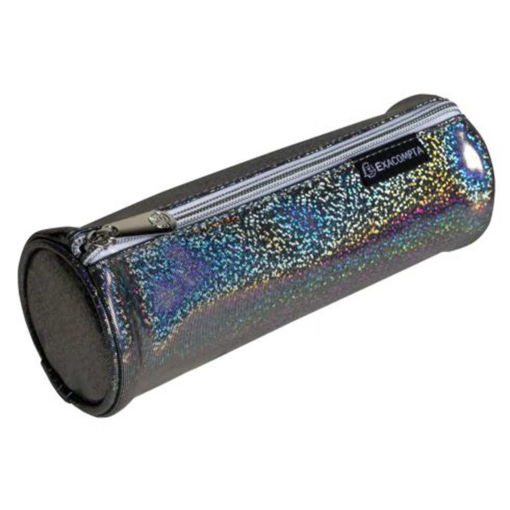 Picture of EXACOMPTA PU GLITTER ROUND PENCIL CASE BLACK